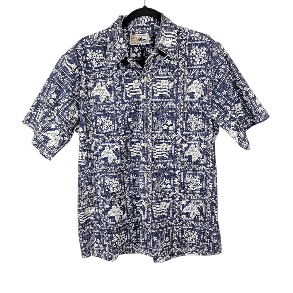 Reyn Spooner Shirt Mens Medium Lahaina Sailor Archive Classic Hawaiian Flag